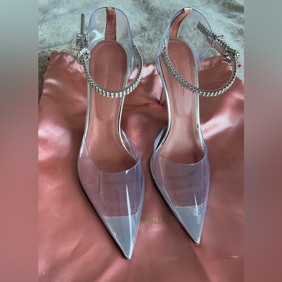 Amina Muaddi Ursina Crystal Strap Clear Pump in Pvc Transparent 37.5 FIRM PRICE - Picture 7 of 12
